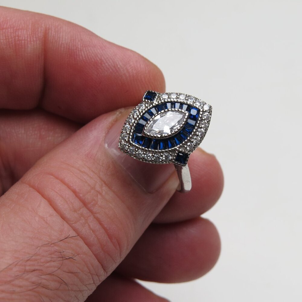 *Sterling Silver Diamond & Sapphire Ring Band